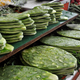 Uncooked nopales for sale at a Mexican market. Image: https://www.flickr.com/photos/katiebordner/5973819985
